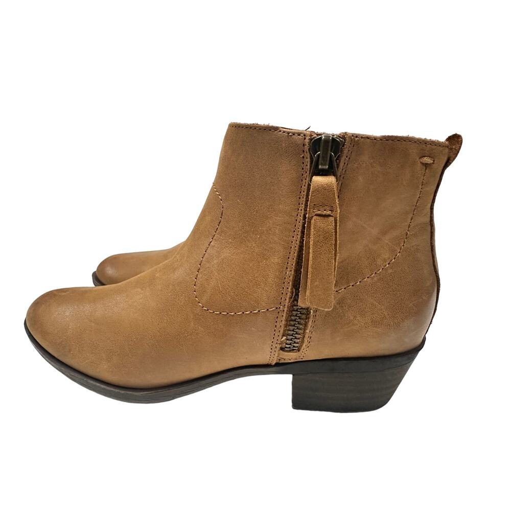 Lucky Brand Blandre Women 6 Shoes Brown Leather Pull Up Ankle Bootie Casual Zip - Picture 1 of 12